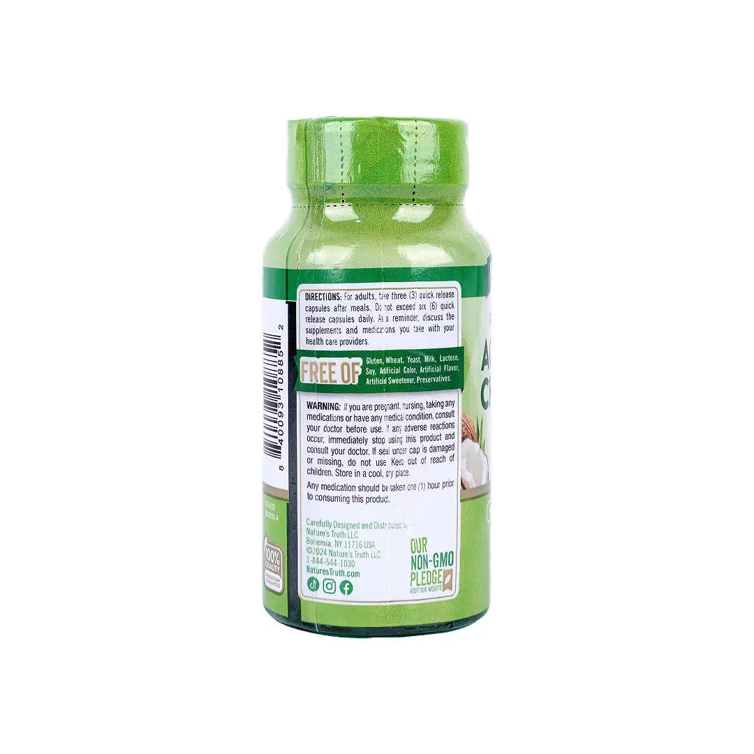 51763-Nature's Truth Activated Charcoal 780mg 90Capsules - Coconut +1