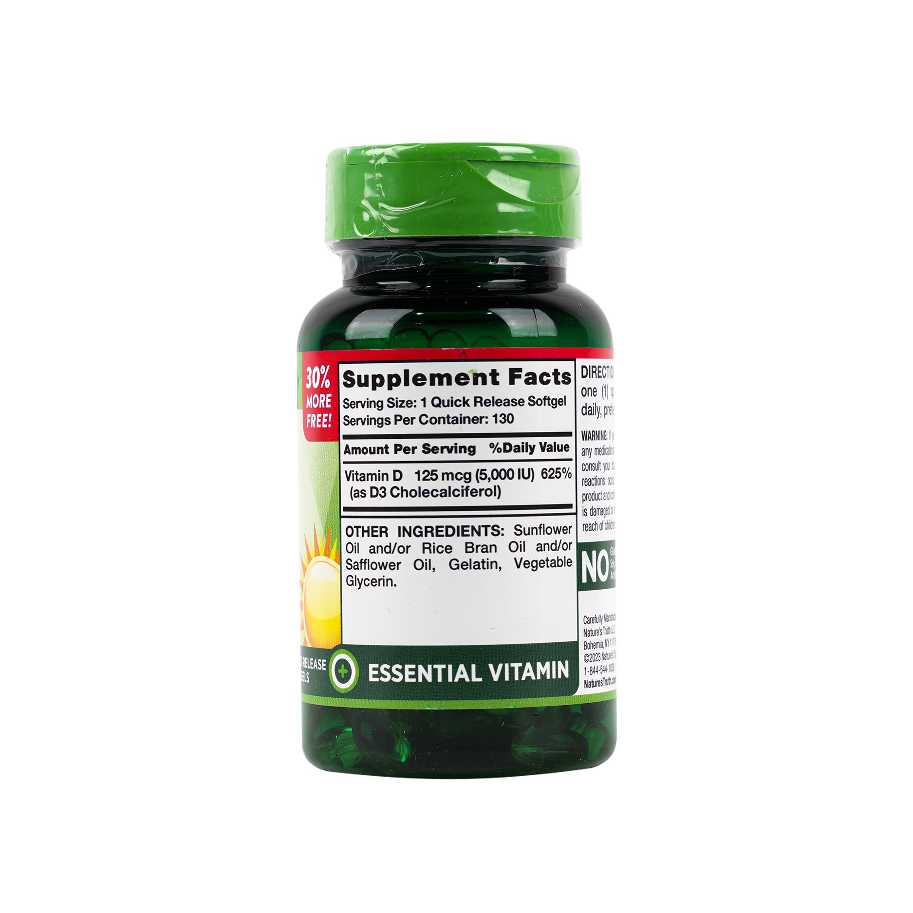 Nature's Truth Vitamin D3 5000iu 130 Softgels - High Potency