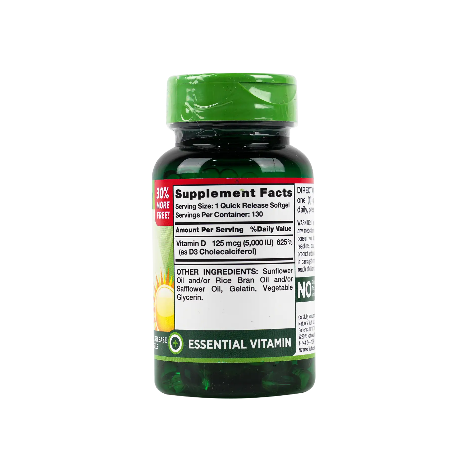 Nature's Truth Vitamin D3 5000iu 130 Softgels - High Potency