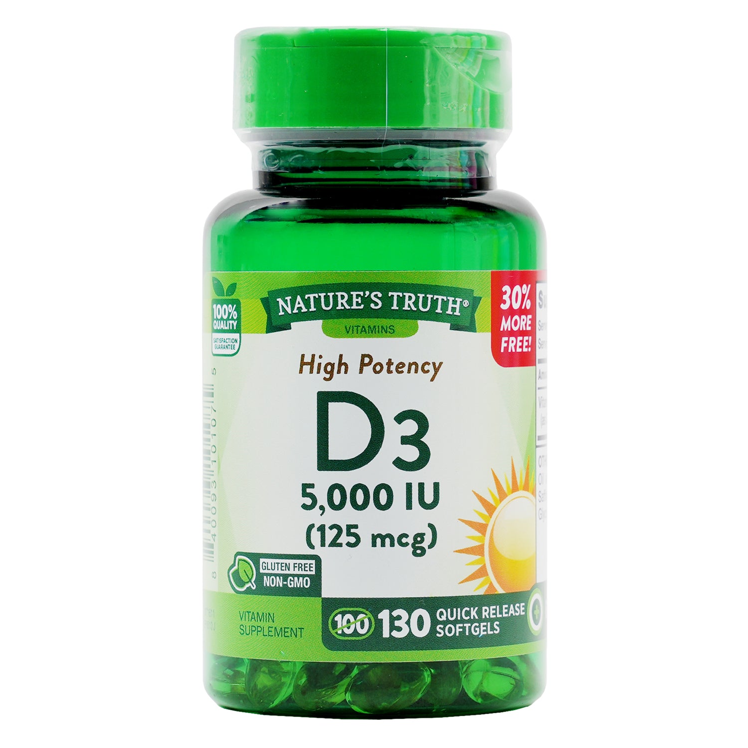 Nature's Truth Vitamin D3 5000iu 130 Softgels - High Potency