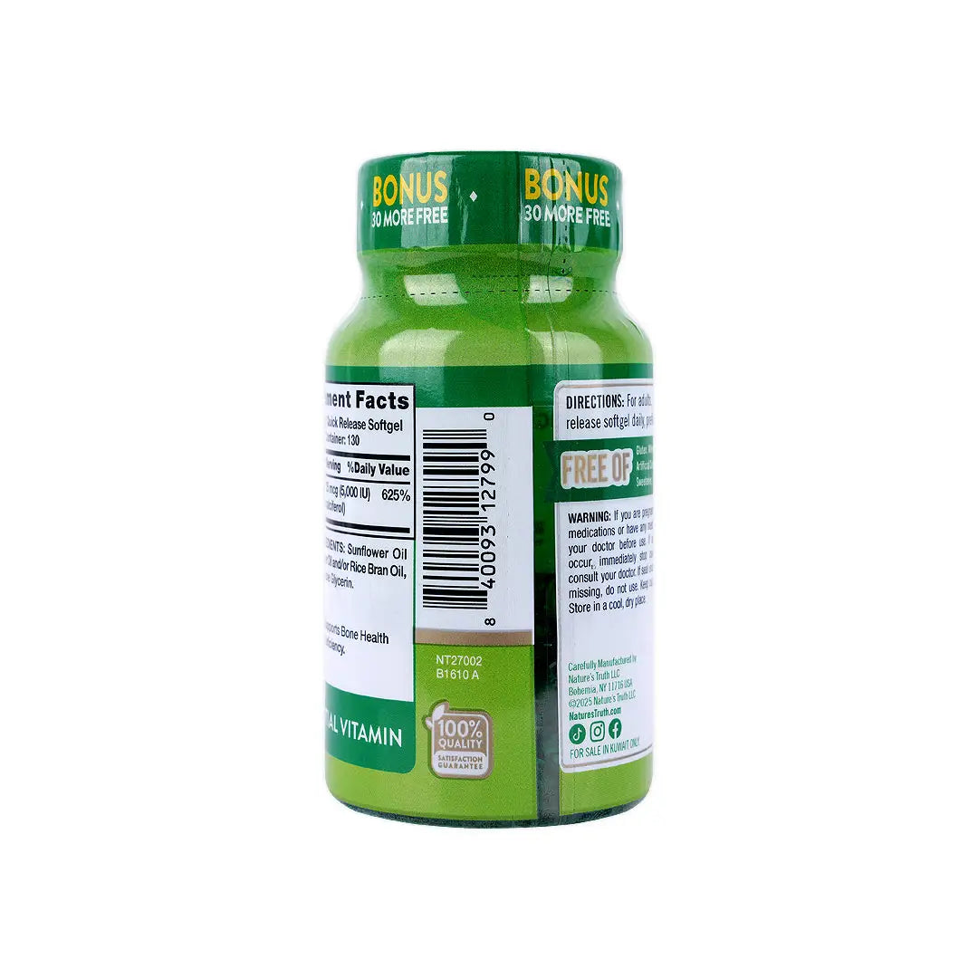 Nature's Truth Vitamin D3 5000iu 130 Softgels - High Potency