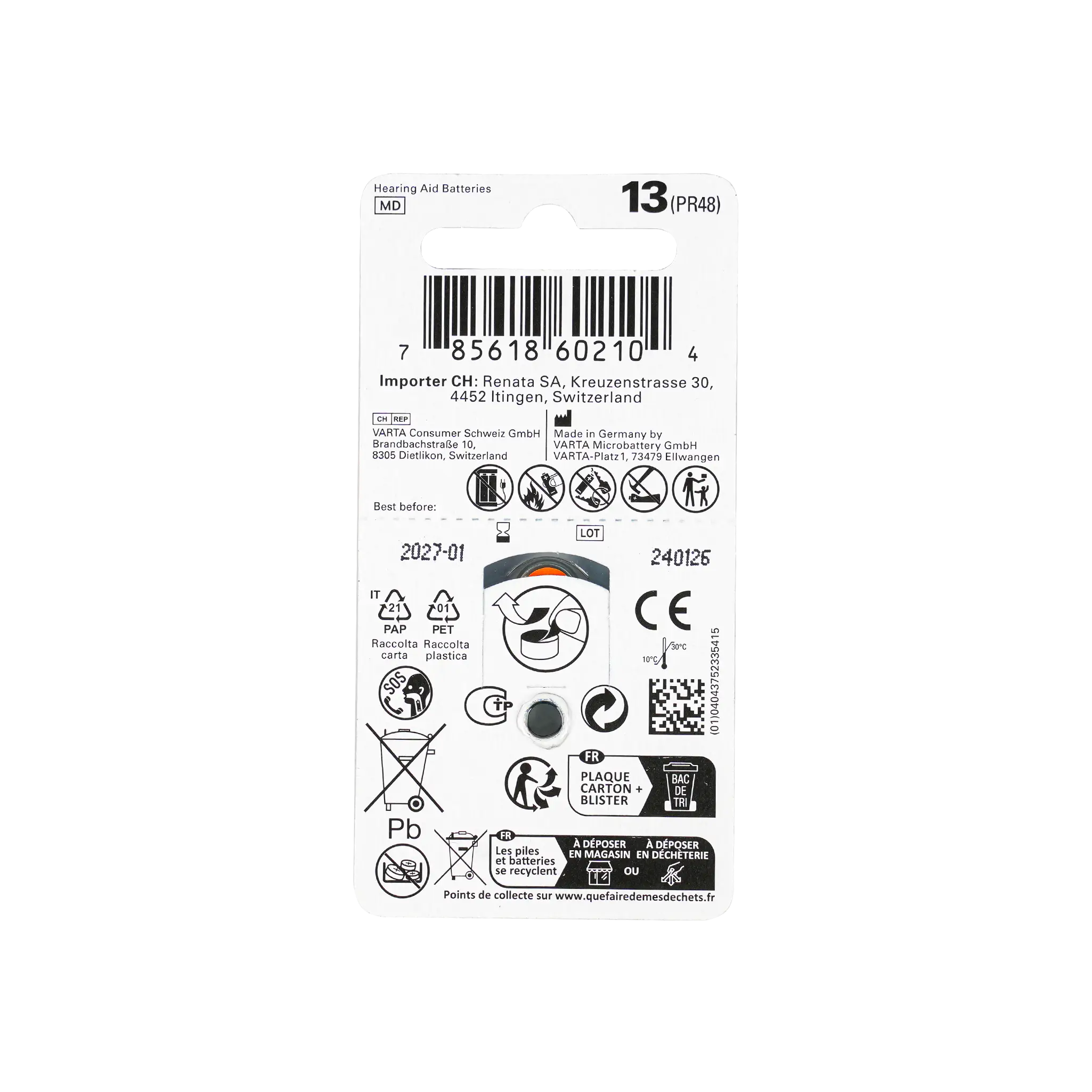Renata Hearing Aid Battery 6pcs-13