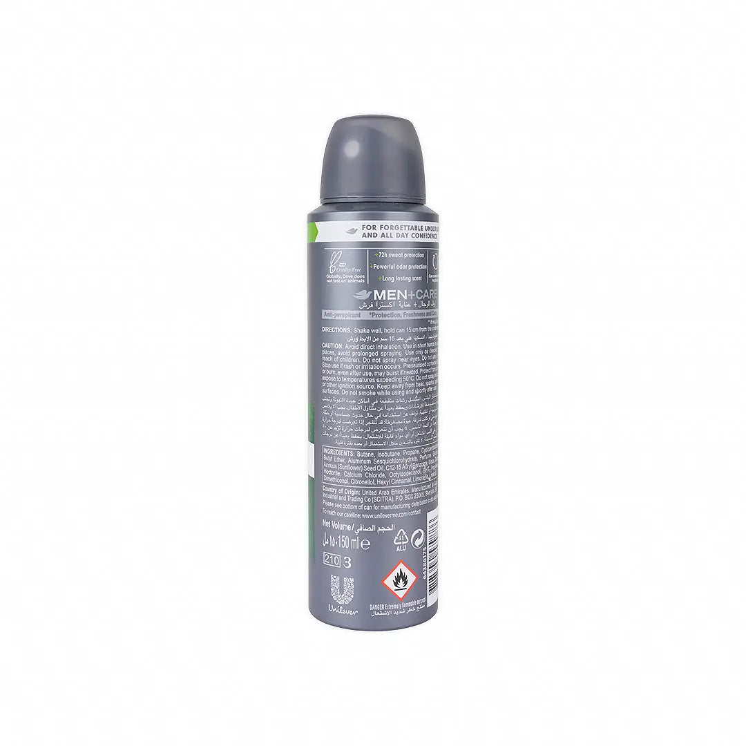 dove antiperspirant men care 48hrs spray 150ml extra fresh