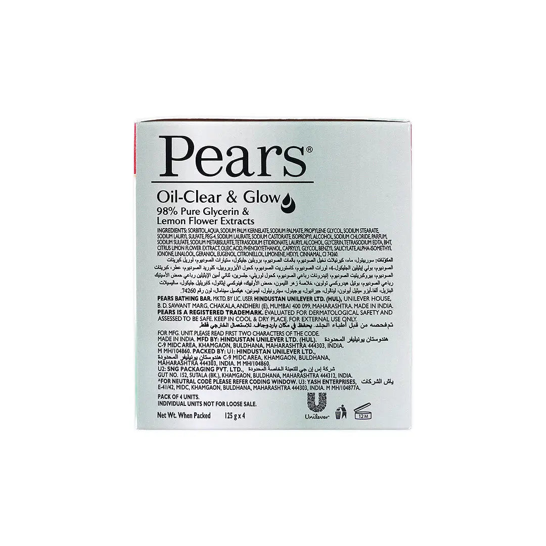 Pears Oil-Clear & Glow Bar 125gm-Value Pack 4pcs
