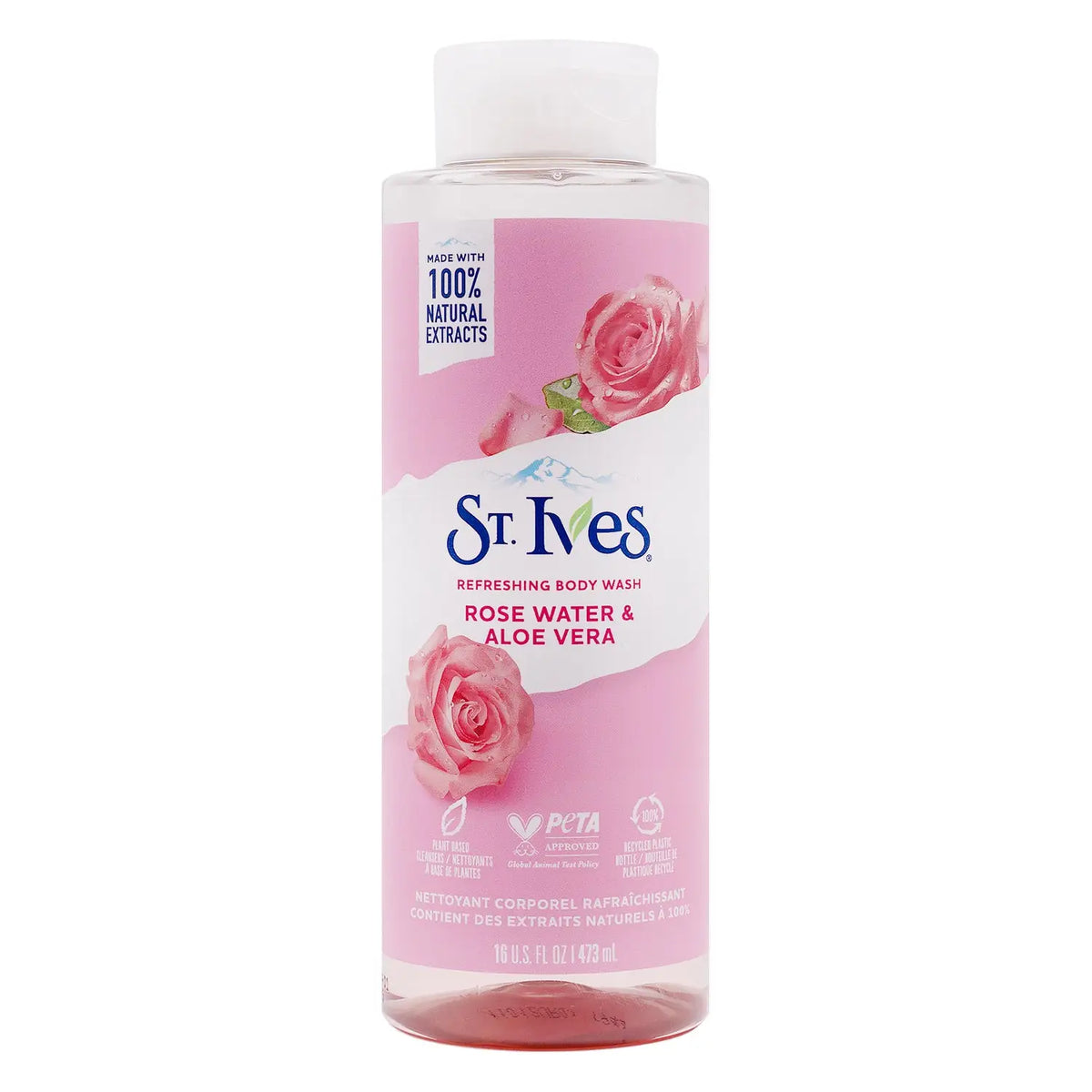 51846-St.Ives Refreshing Body wash 473ml-Rose Water & Aloe Vera