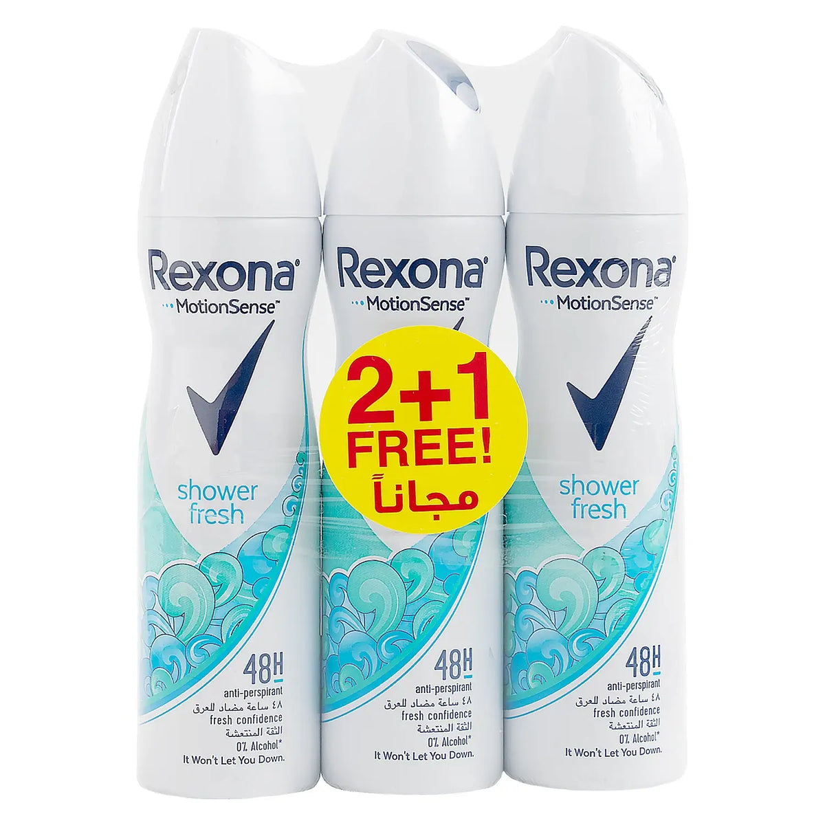 51897-Rexona Anti-Perspirant Spray 48hrs 150ml-ShowerFresh2+1Offer