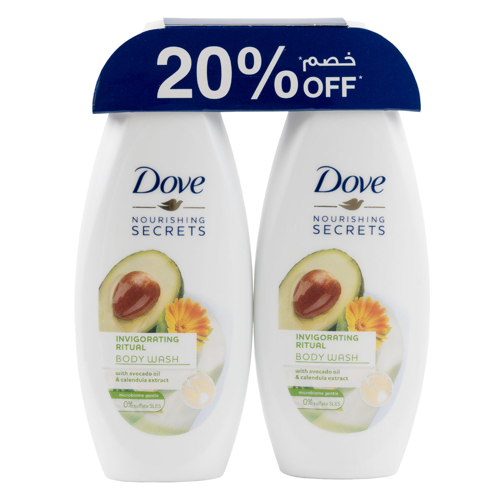 Dove Invigorating Ritual Body Wash 2X250ml-AvocadoOil 20%Off