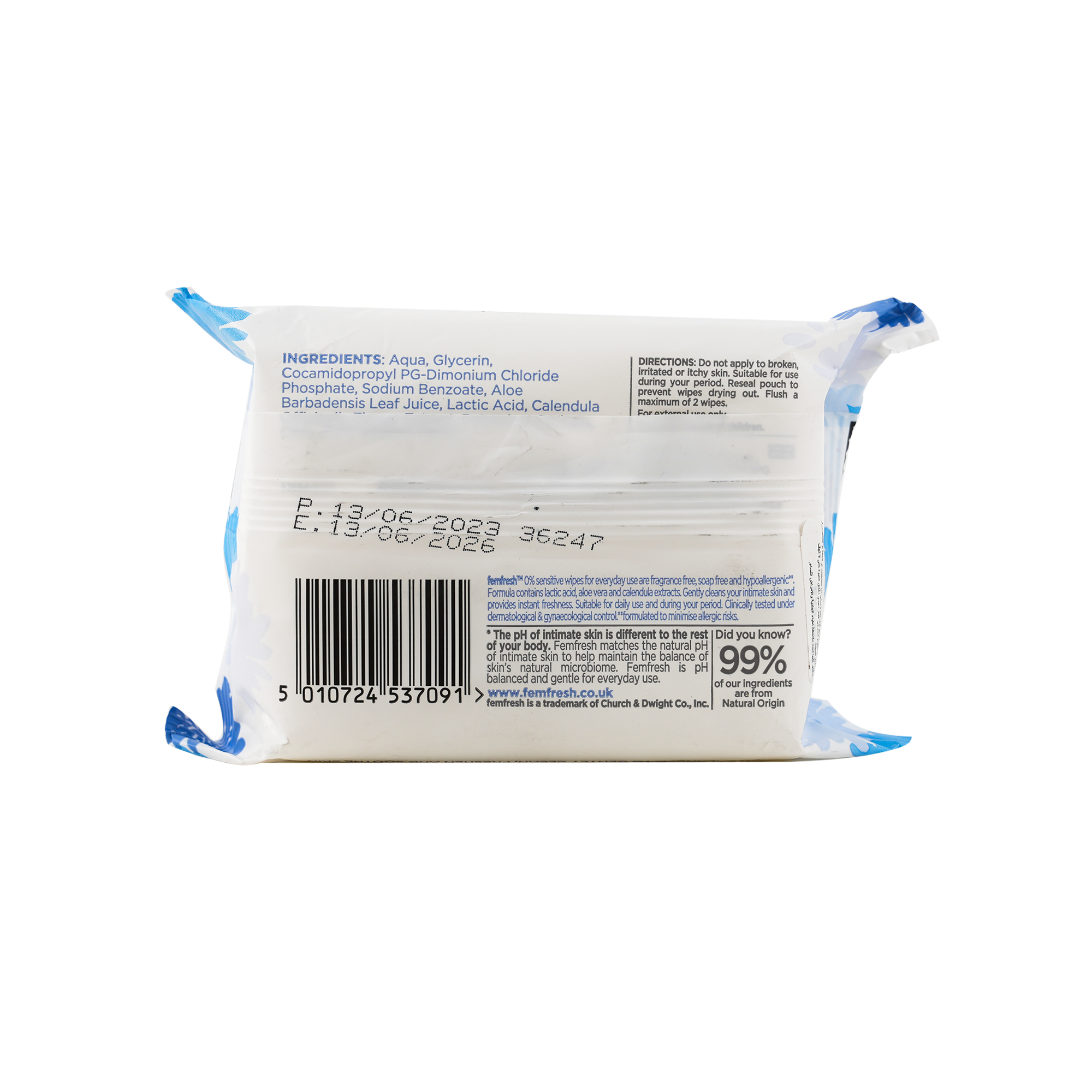 FemFresh 0% Sensitive Intimate 25 Wipes