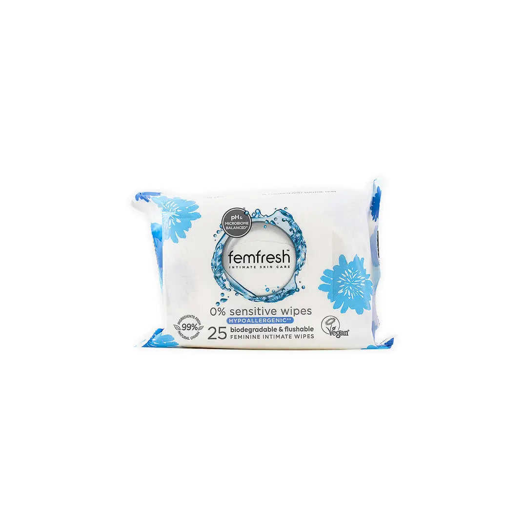 51966-FemFresh 0% Sensitive Intimate 25 Wipes