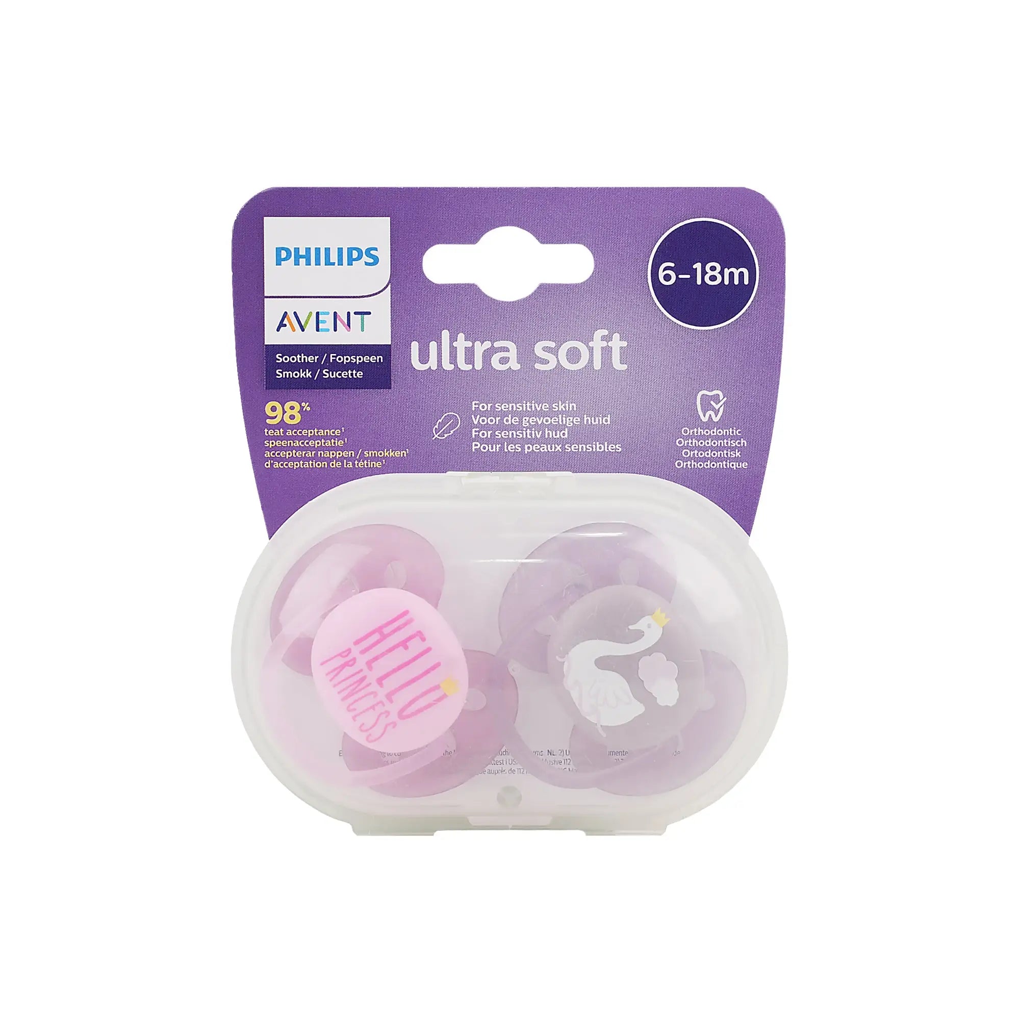 Avent Ultra Soft Soother 6-18m Girl X2 - SCF223/02(8507)