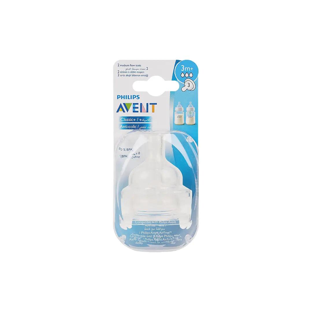 Avent Anti-Colic Teat 3m+ 2Pcs-F633/27(PA008)