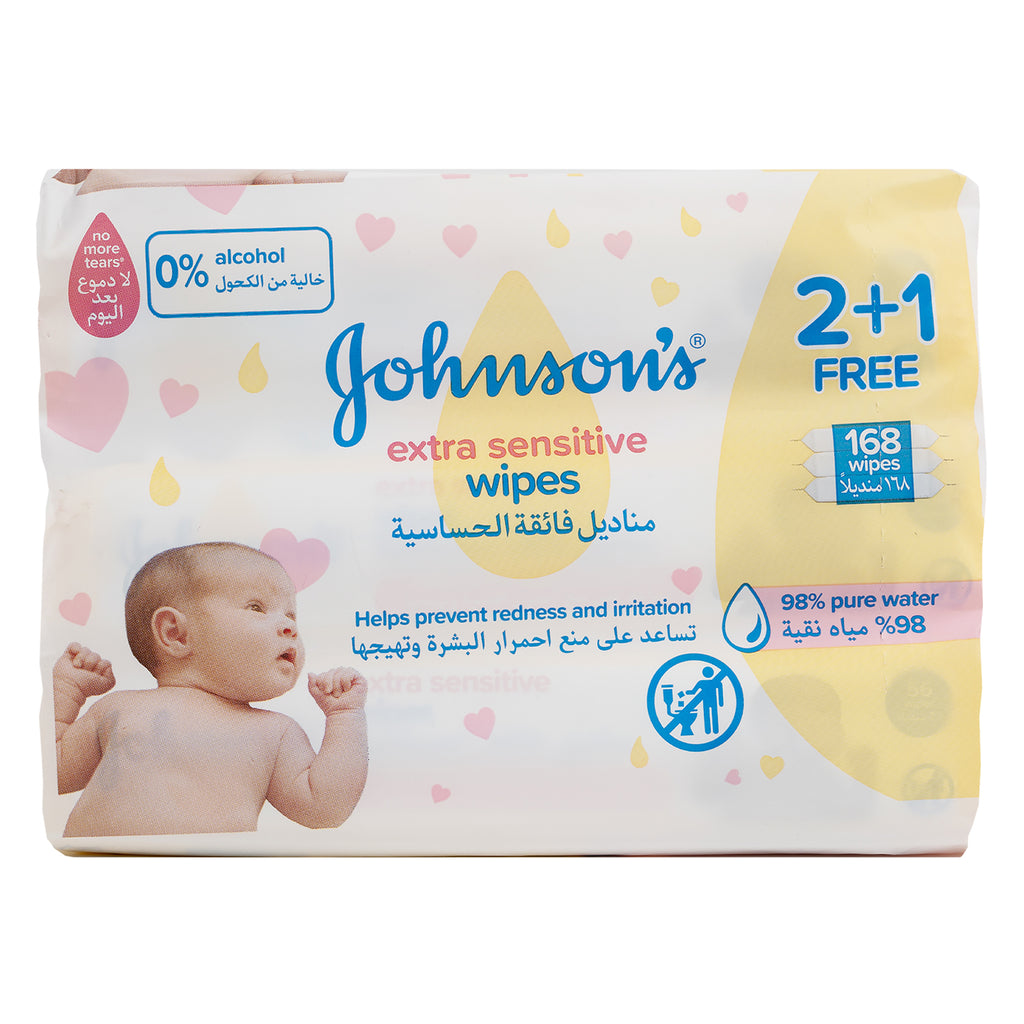 Johnson Extra Sensitive Wipes 2+1 168pcs