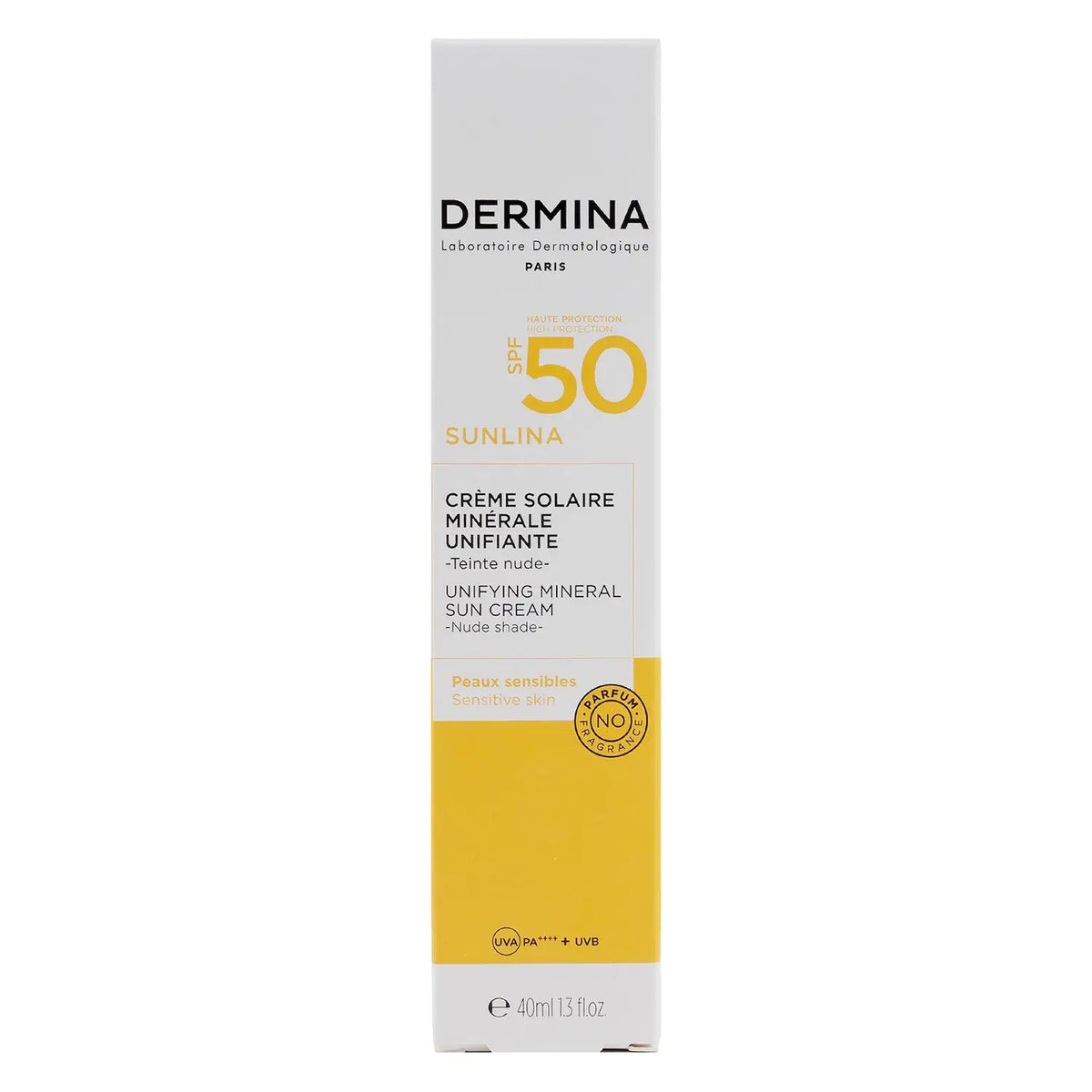 52047-Dermina SPF50 Sunlina Mineral Tinted Sun Cr 40ml-Nude Shade