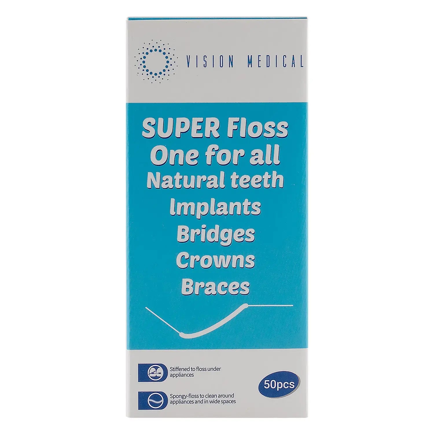 Vision Medical Super Floss Natural Teeth 50Pcs