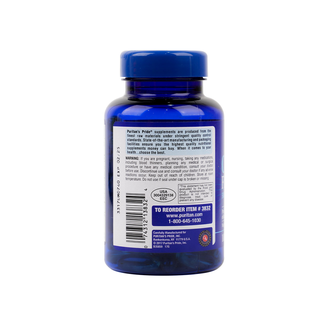 Puritans Pride Omega-3 Fish Oil 1000mg 100 Softgels