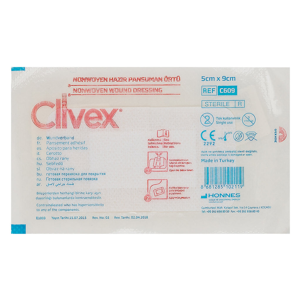 Clivex NonWoven wound Dressing 5X9cm 1Pcs - 2119