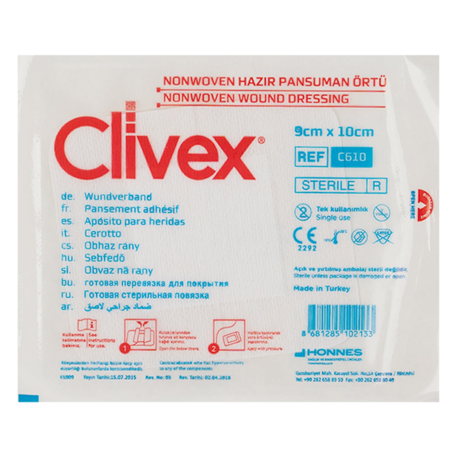 Clivex NonWoven Wound Dressing 9X10cm 1Pcs - 2133