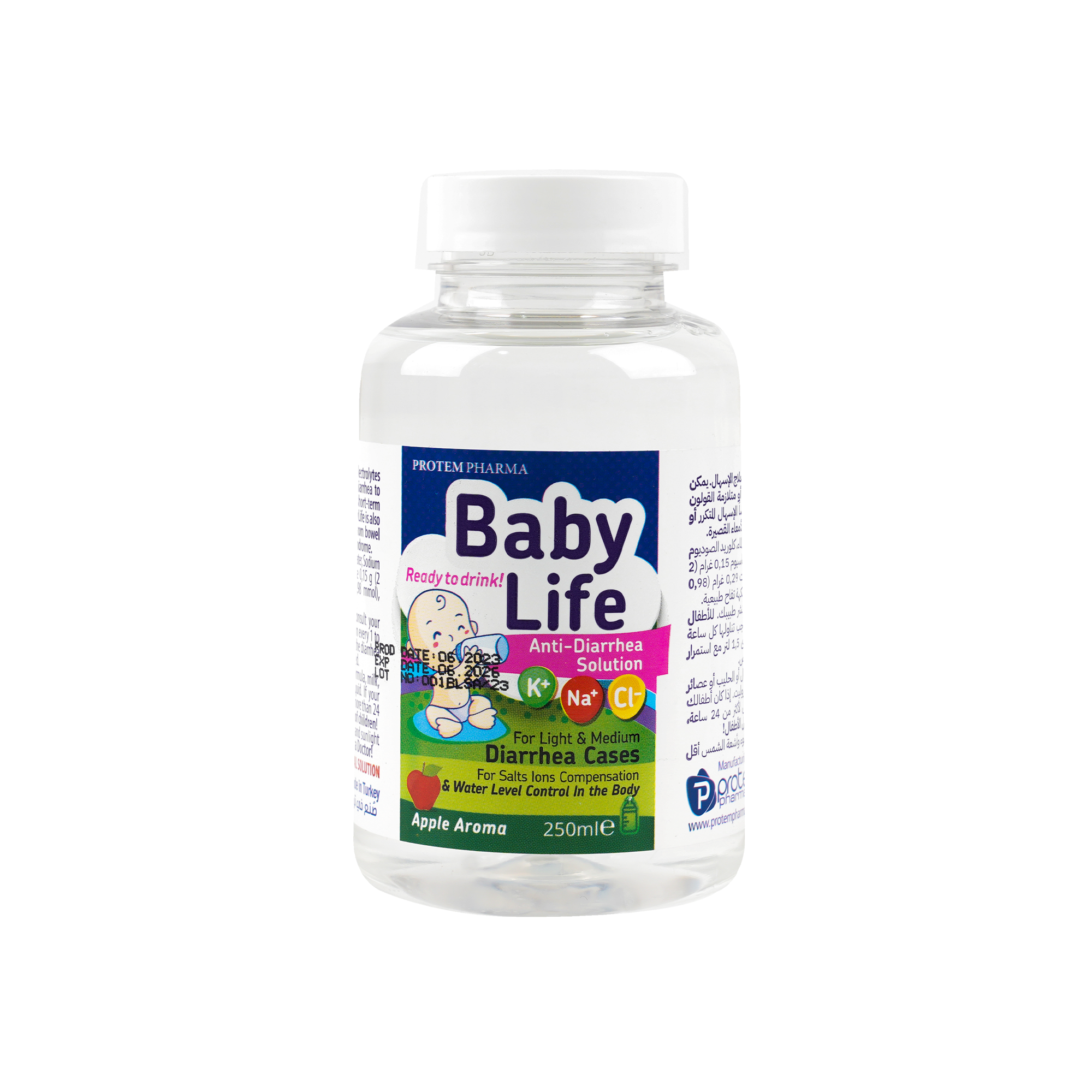 Protem Pharma Baby Life Anti-Diarrhea Sol 250ml -Apple Aroma