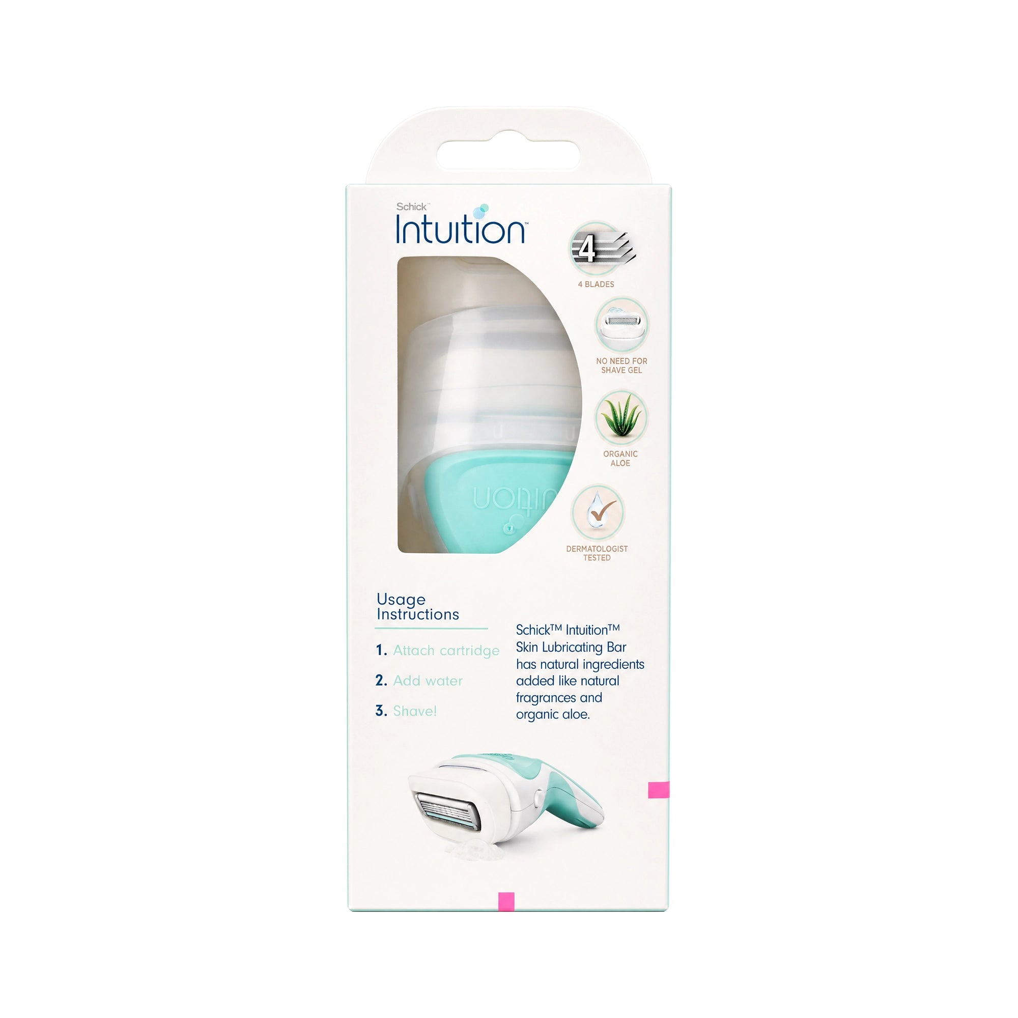 52453-Schick Intuition Sensitive Care Razor 4 Blades- Organic Aloe +1