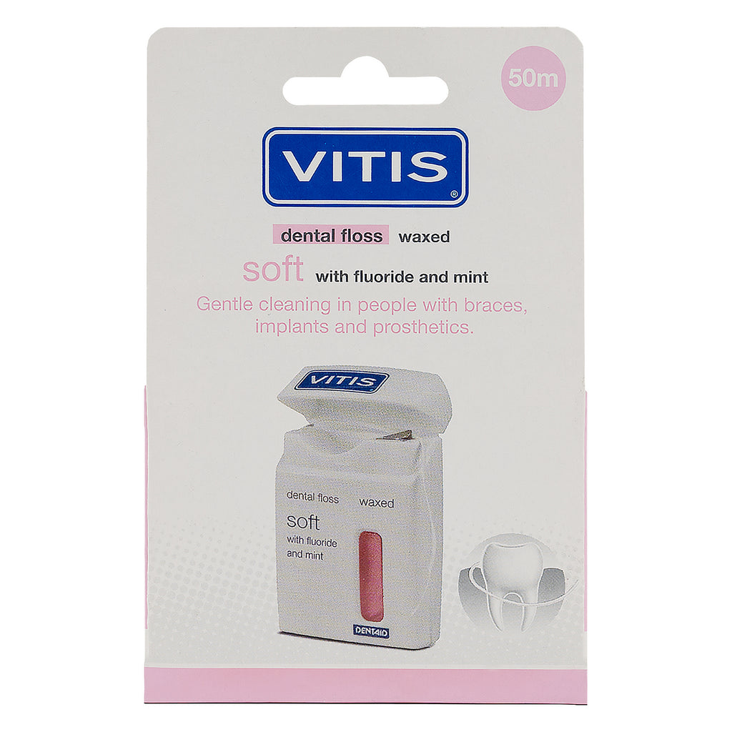 Vitis Soft Dental Floss Waxed 50m -Pink