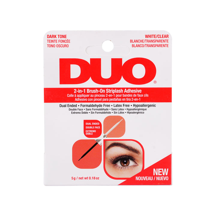 52485-Duo 2-In-1 Brush-On Striplash Adhesive, Dark Tone &amp; Clear 5g +5