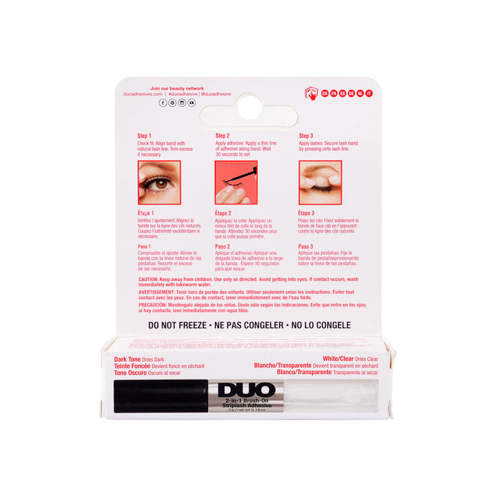 52485-Duo 2-In-1 Brush-On Striplash Adhesive, Dark Tone &amp; Clear 5g +4