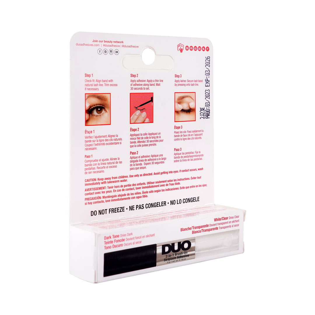 52485-Duo 2-In-1 Brush-On Striplash Adhesive, Dark Tone &amp; Clear 5g +3