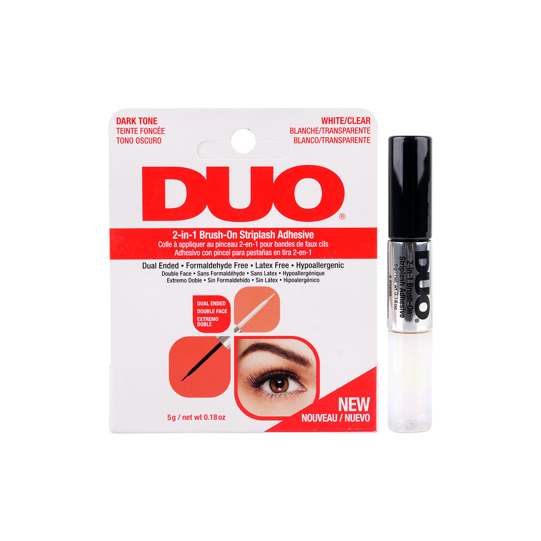 52485-Duo 2-In-1 Brush-On Striplash Adhesive, Dark Tone &amp; Clear 5g +2
