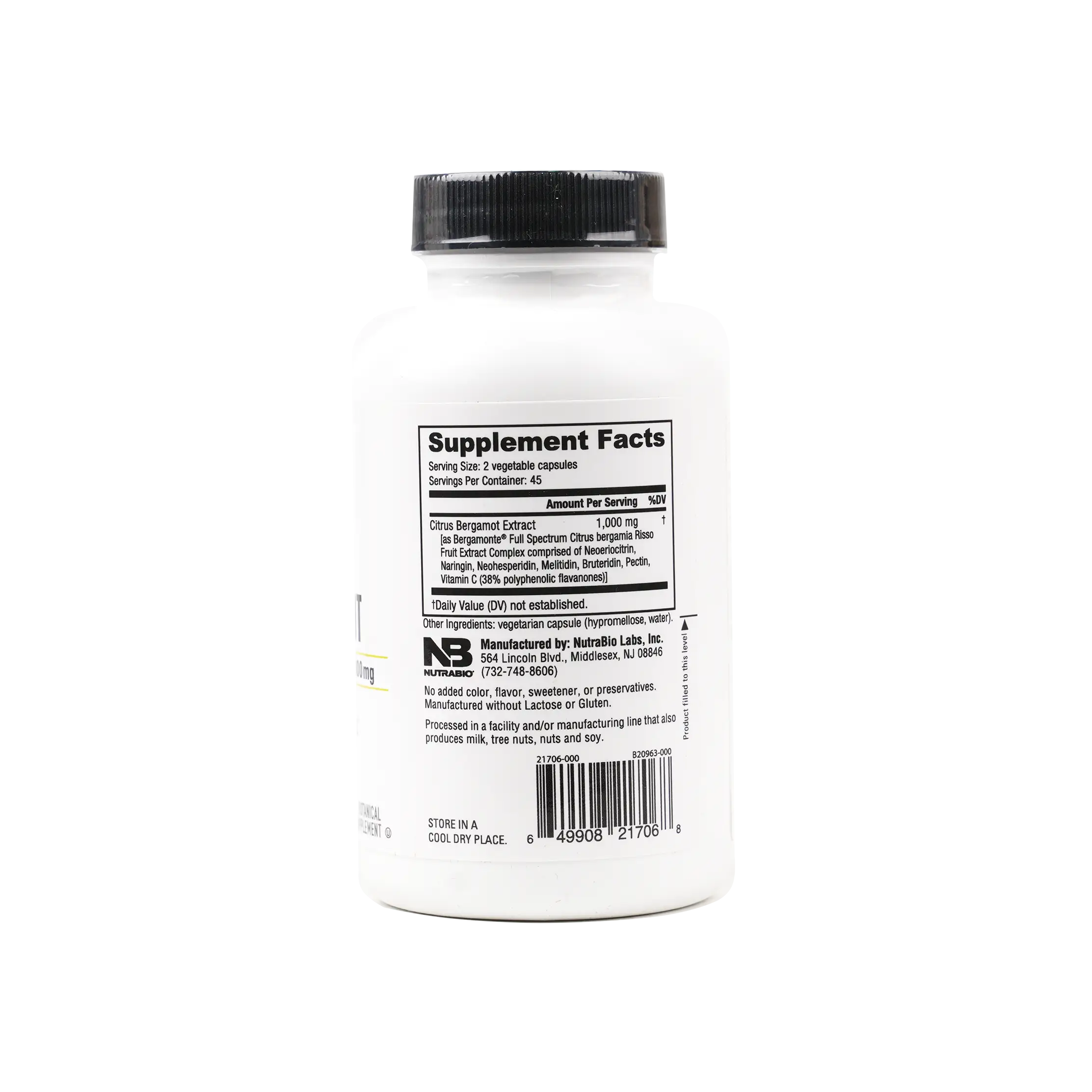 Nutrabio Citrus Bergamot 1000mg 90 Capsules