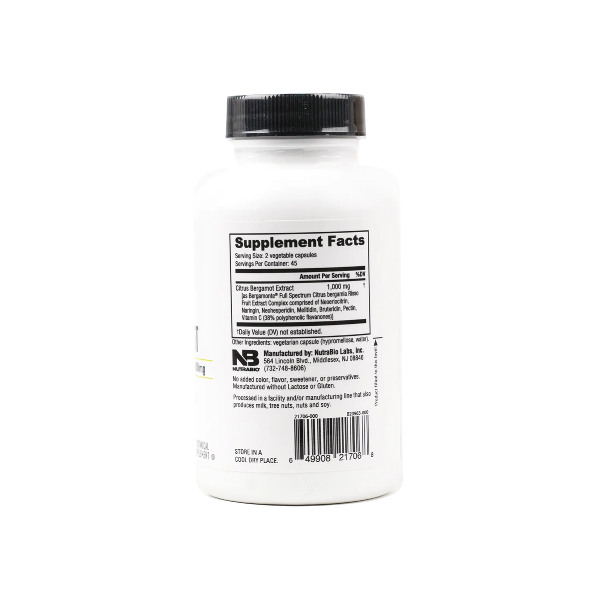 52533-Nutrabio Citrus Bergamot 1000mg 90 Capsules +1