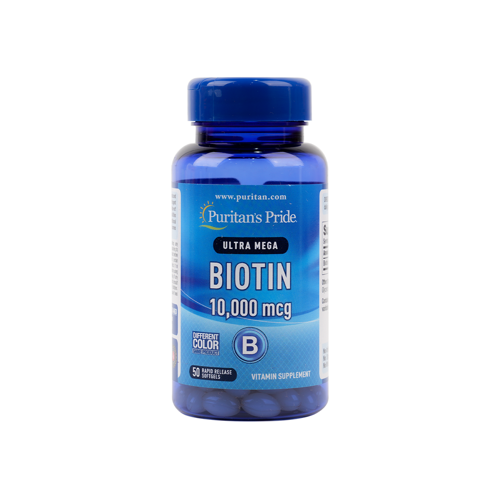 Puritans Pride Ultra Mega BIotin 10000 Mcg 50 Softgels