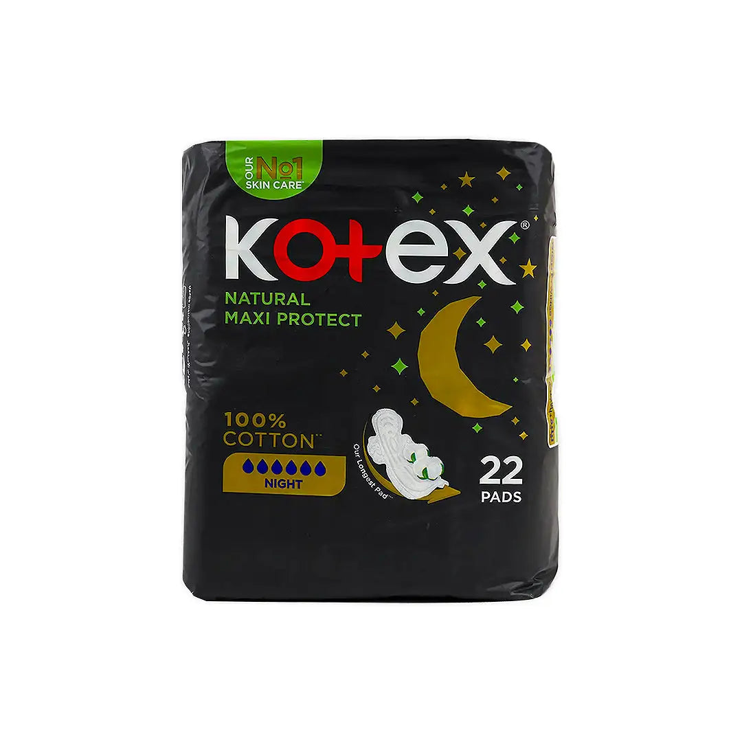 52555-Kotex Natural Cotton Maxi Protect Night 22Pcs