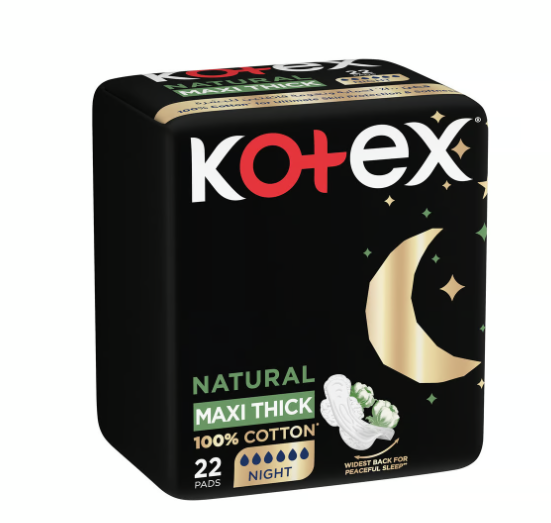 Kotex Maxi Thick Natural Cotton Night 6x22pads