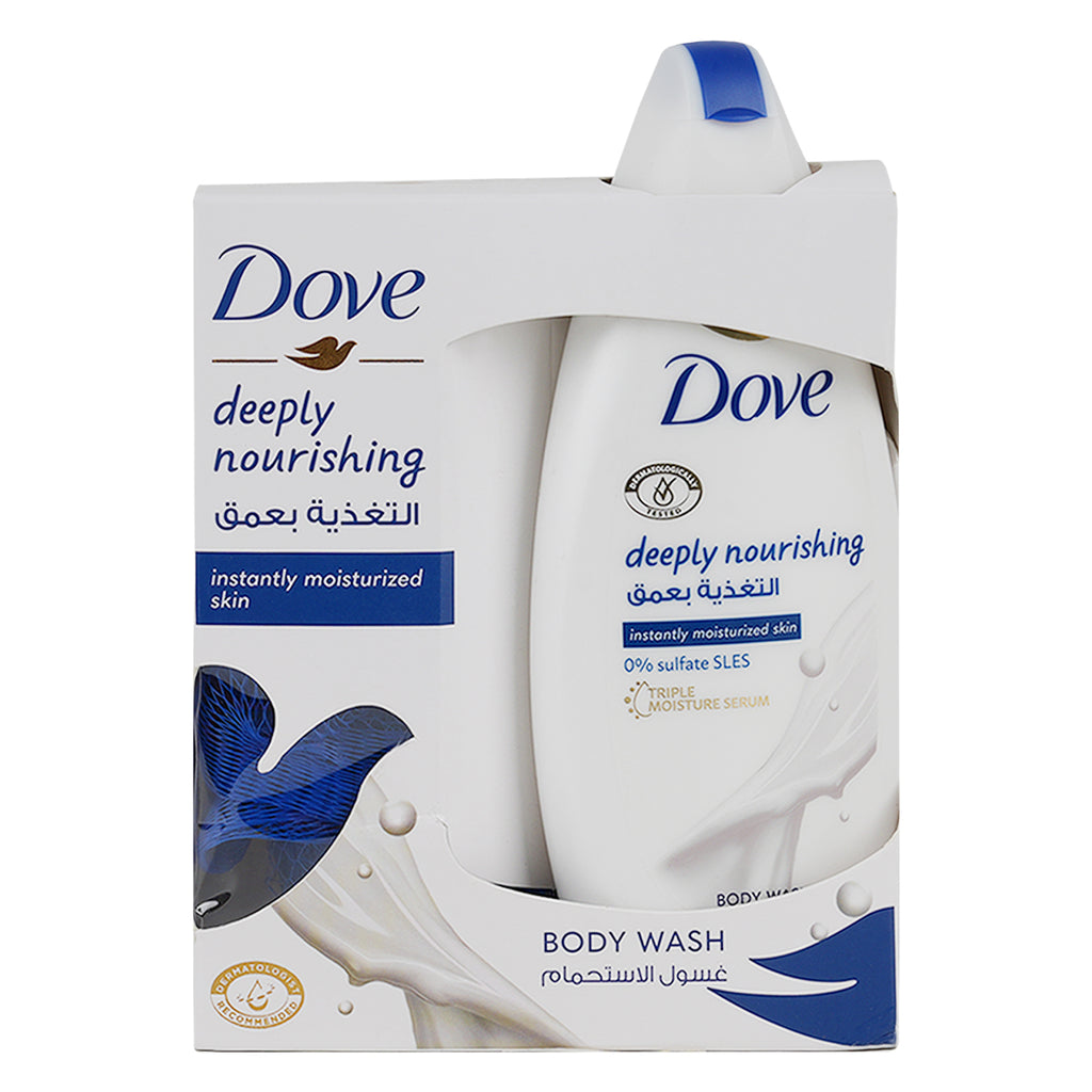 Dove Deeply Nourishing Body Wash 250ml + loofah