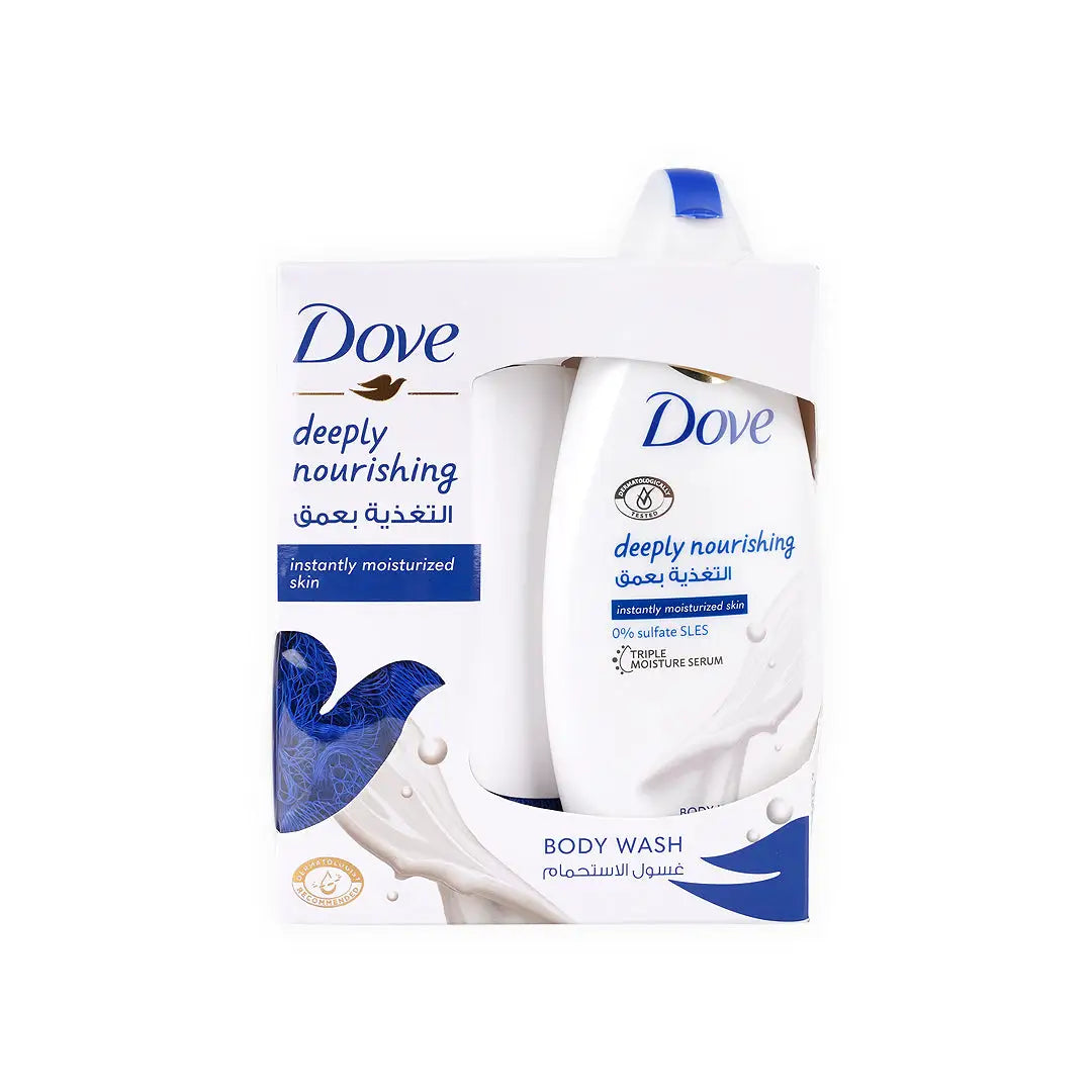 Dove Deeply Nourishing Body Wash 250ml + loofah