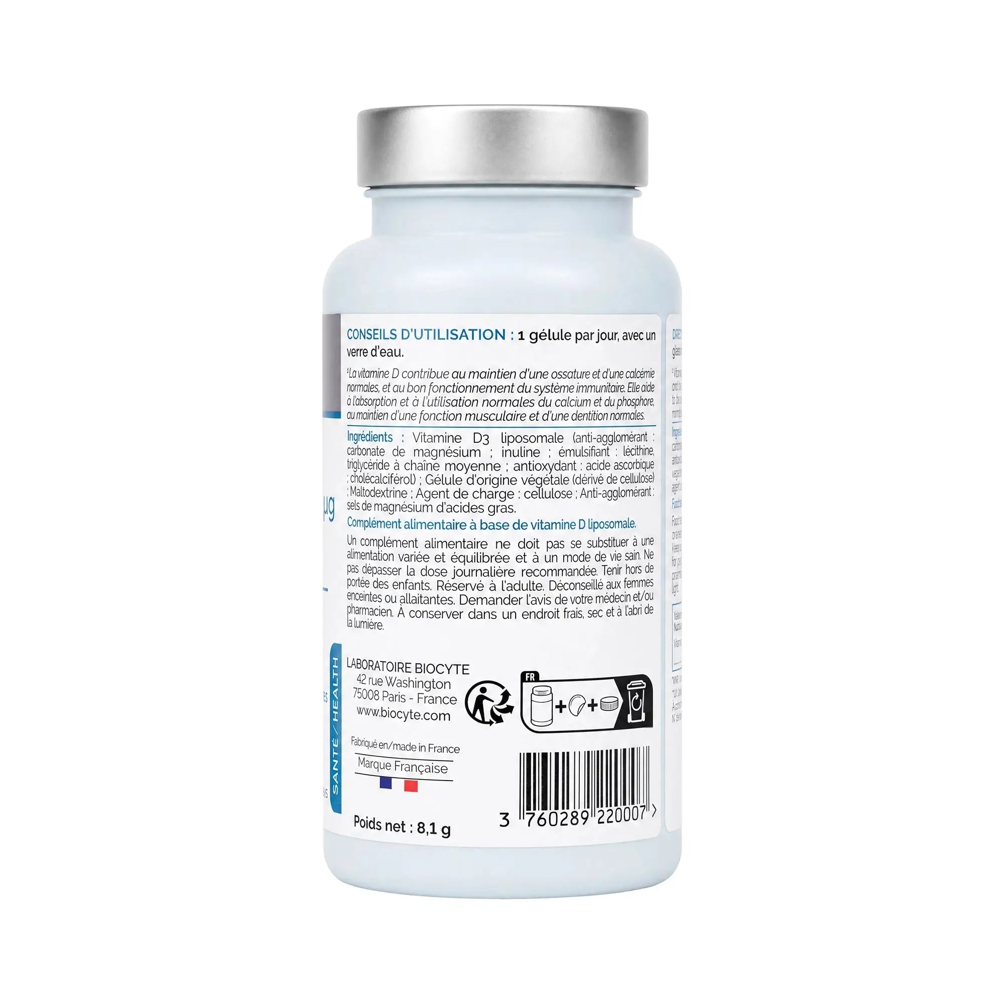 52792-Biocyte Vitamin D3 Liposomal 30 Capsules +2