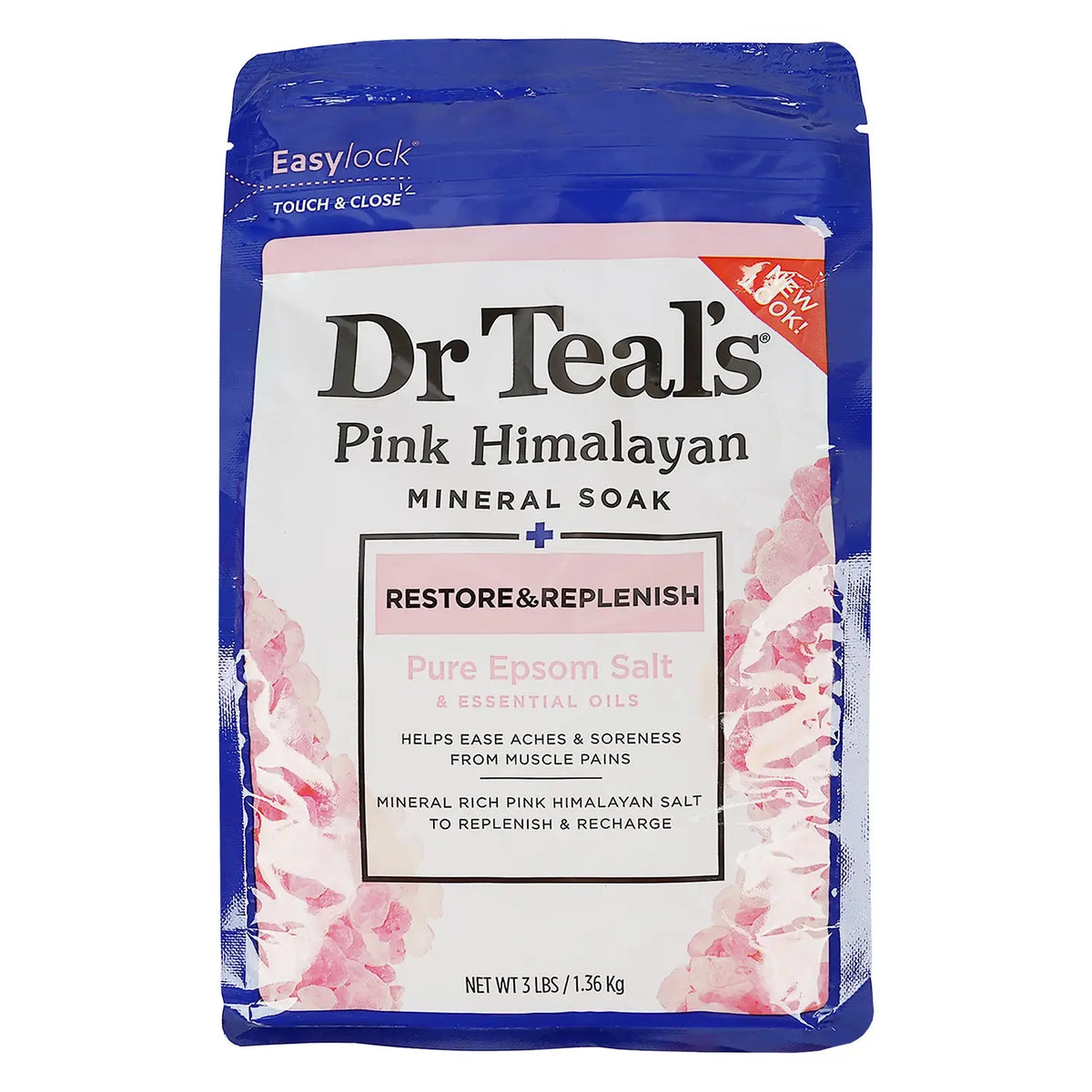 52821-Dr Teals Pink Himalayan Mineral Soak 1.36kg-Pure Epsom Salt