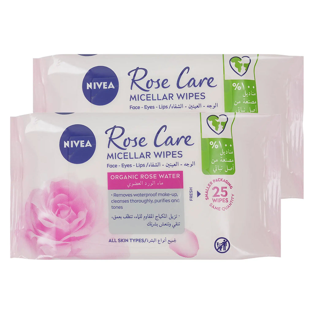 Nivea Rose Care Micellar 25wipes 1+1 Offer
