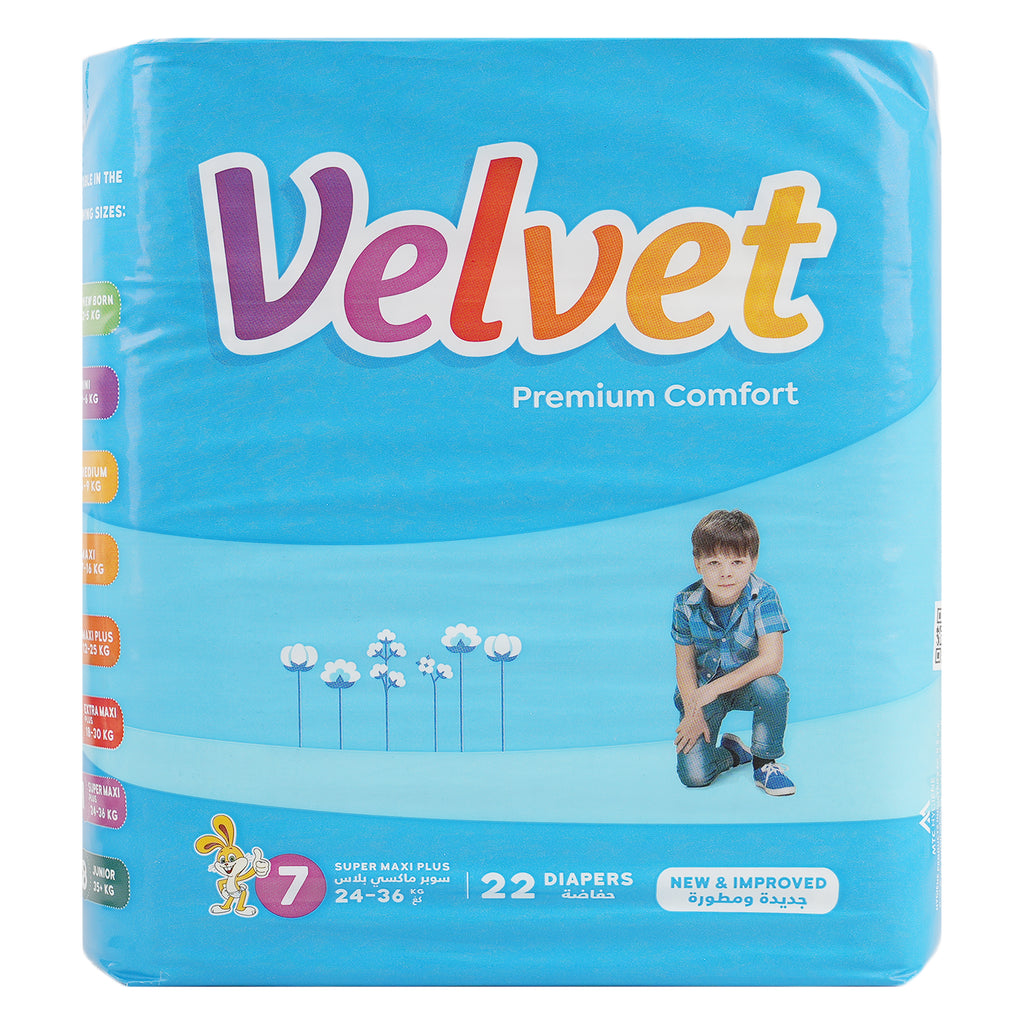 Velvet No.7 Baby Diapers 22Pcs (24-36KG)