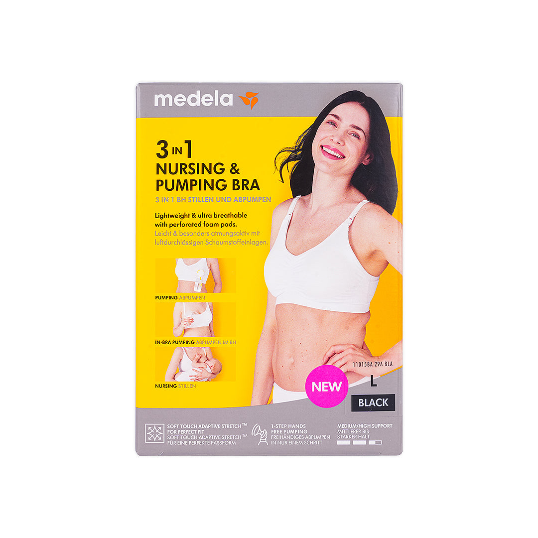 Medela 3in1 Nursing & Pumping Bra - Black Large