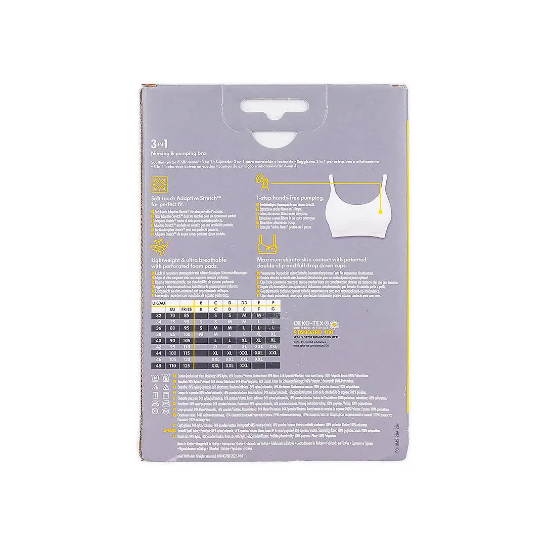 Medela 3in1 Nursing & Pumping Bra - White XX-Large +3