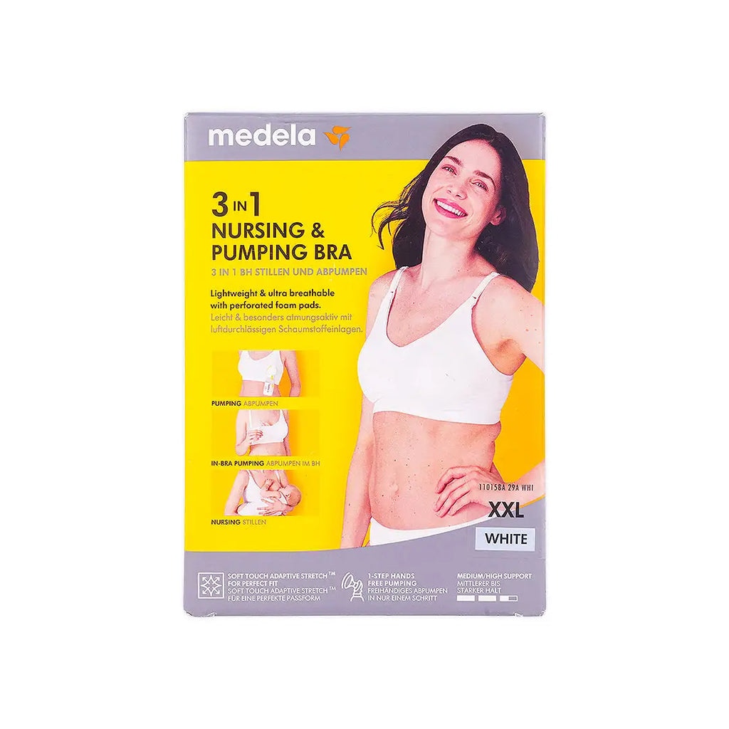 Medela 3in1 Nursing & Pumping Bra - White XX-Large +0