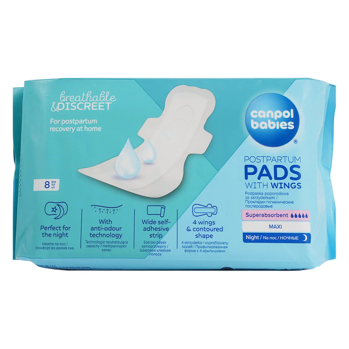 53036-Canpol Postpartum Pads with Wings 8pcs-Night