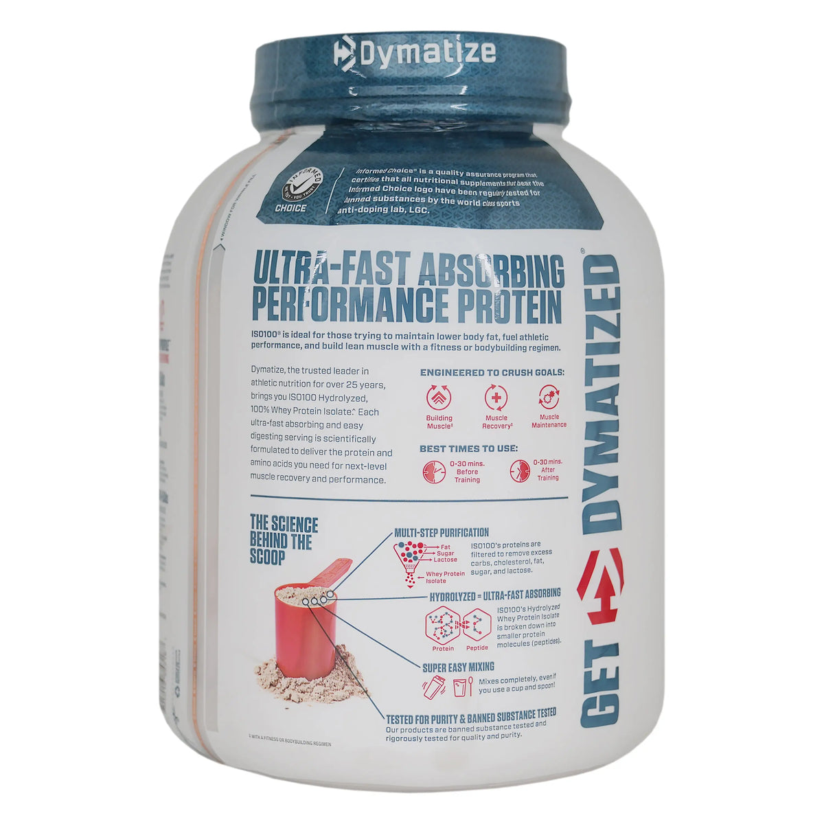 53040-Dymatize Iso100 Hydrolyzed Protein Powder 2.3Kg - Chocolate +1