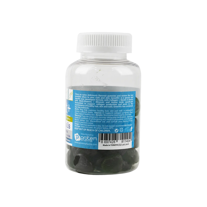53095-Protem Pharma GrowVit+ For Adult Hair,Skin &amp;Nails 60Gummies +1