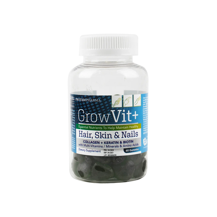 53095-Protem Pharma GrowVit+ For Adult Hair,Skin &amp;Nails 60Gummies