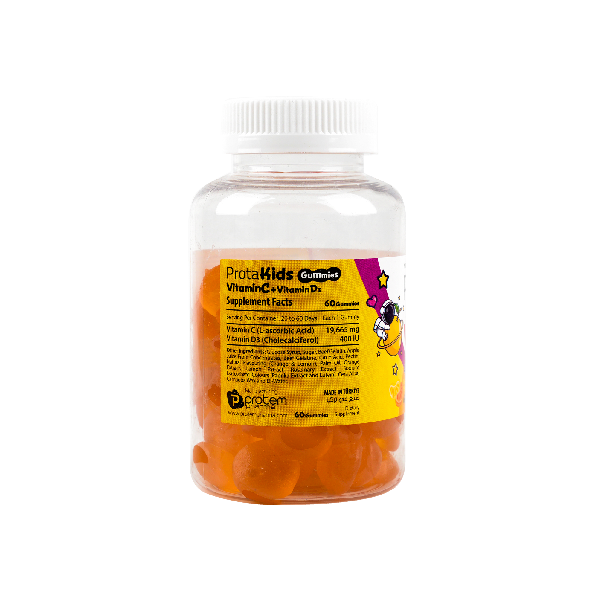 Protem Pharma Prota Kids Vitamin C +Vit D3 400iu 60Gummies