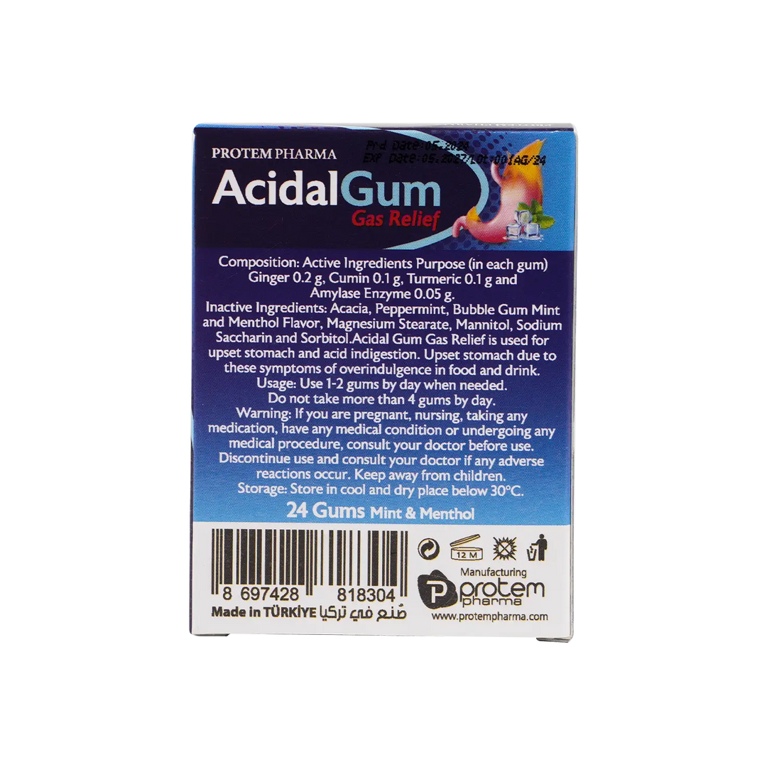 53129-Protem Pharma Acidal Gas Relief 24Gums +2