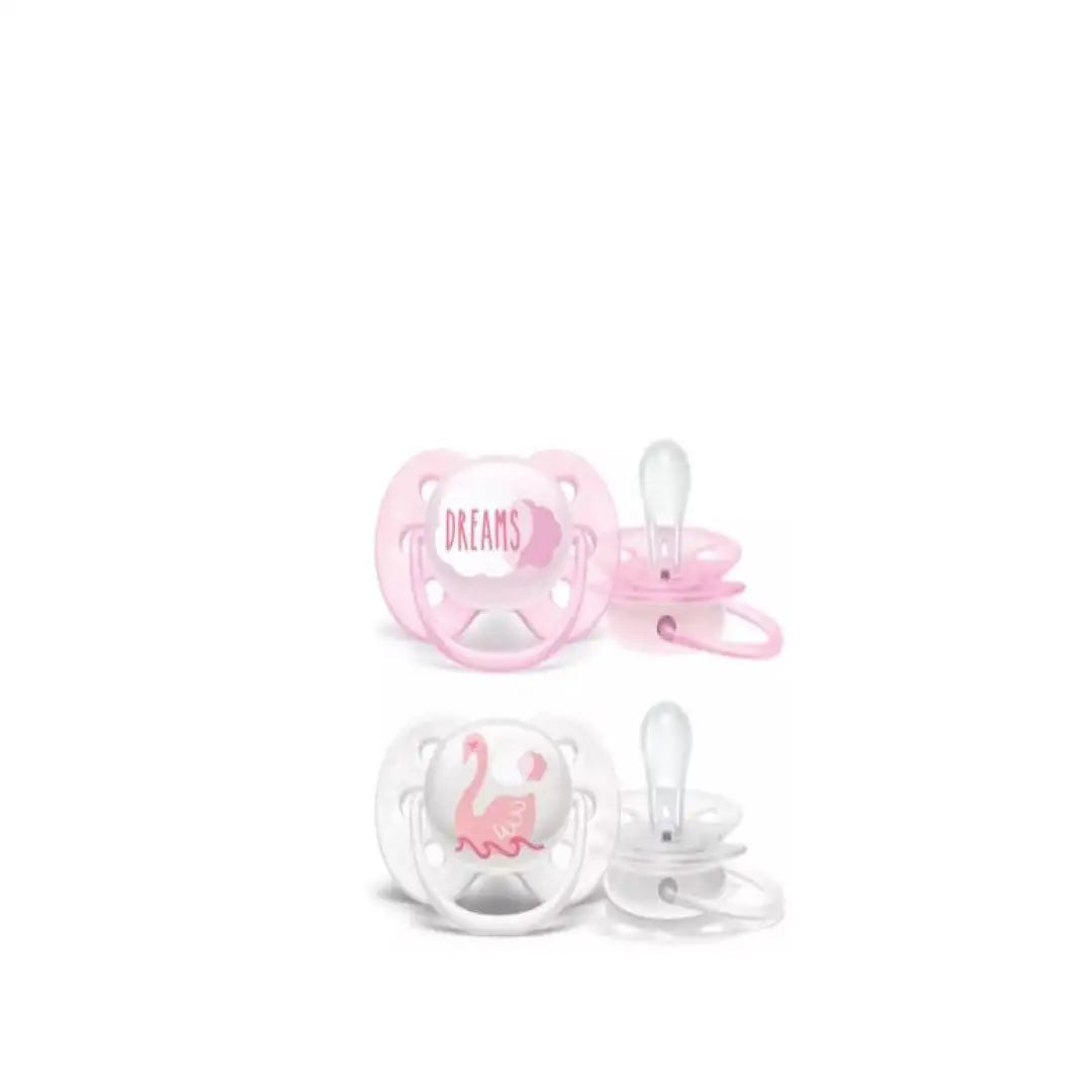 Avent Ultra Soft Soother 0-6m 2Pcs Girl-F222/02(PA241)