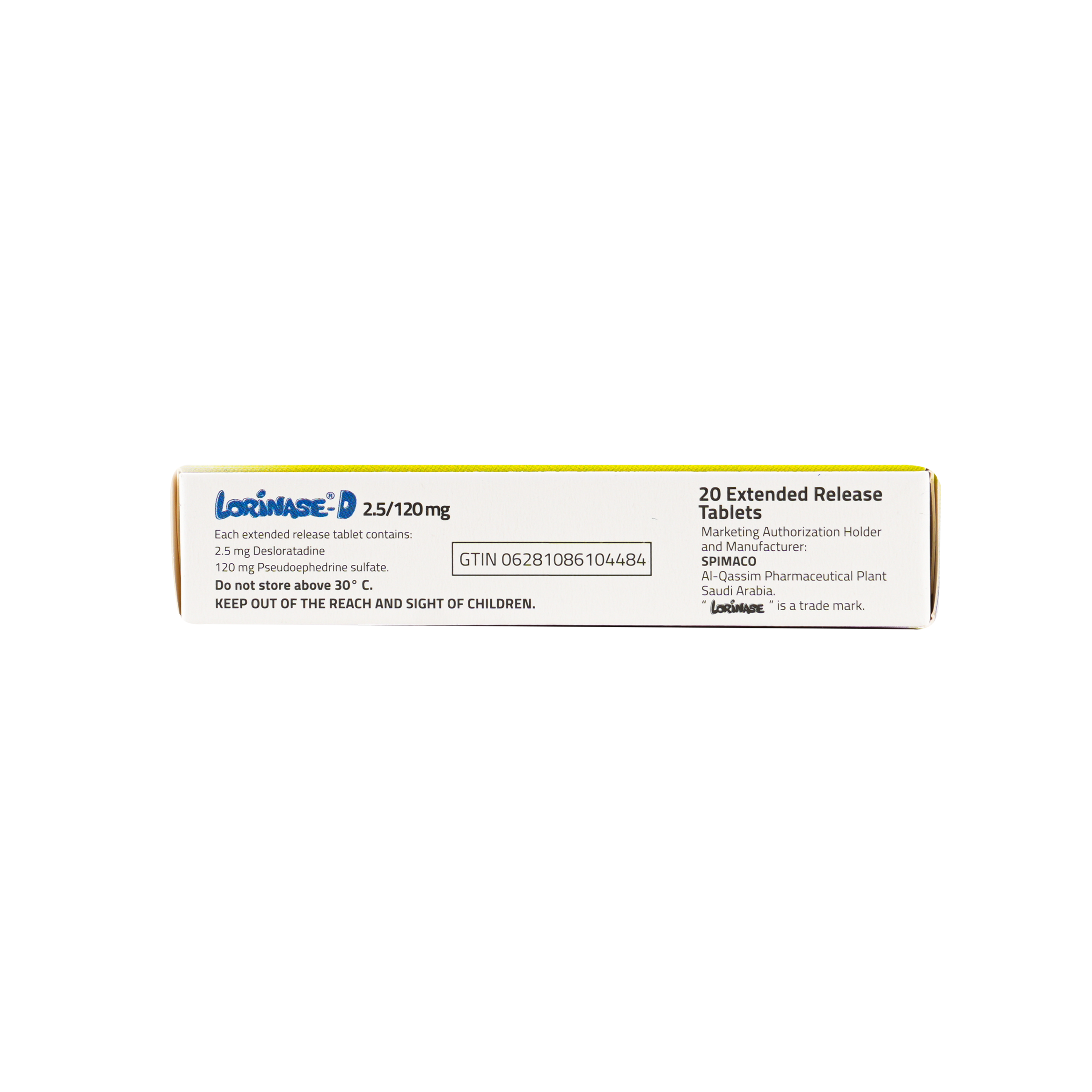 Lorinase-D 2.5/120mg 20Tablets